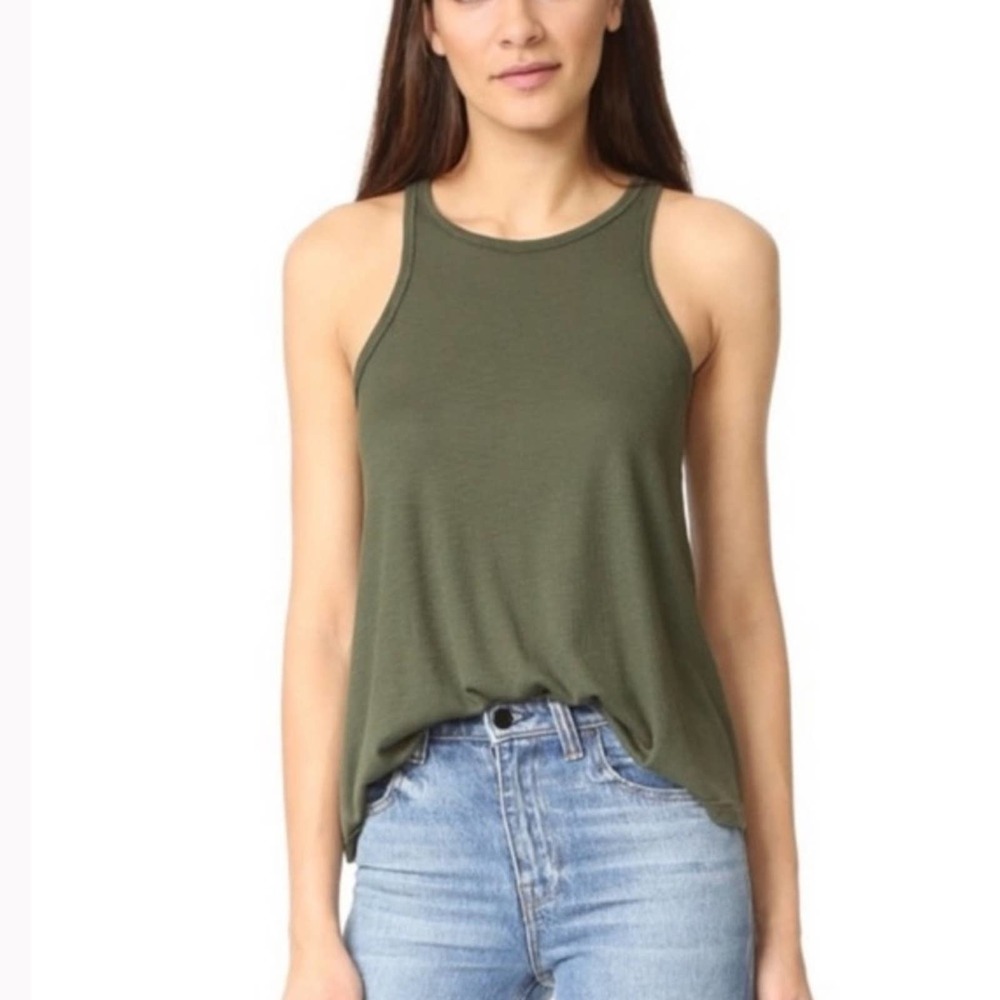 Free People | EUC Long Beach Green Ribbed Tank